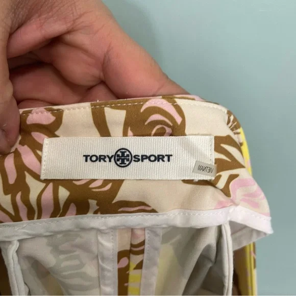 Tory Sport Skort Skirt Shorts Floral Brown Pink Yellow Cream Women Size Small - Picture 7 of 8